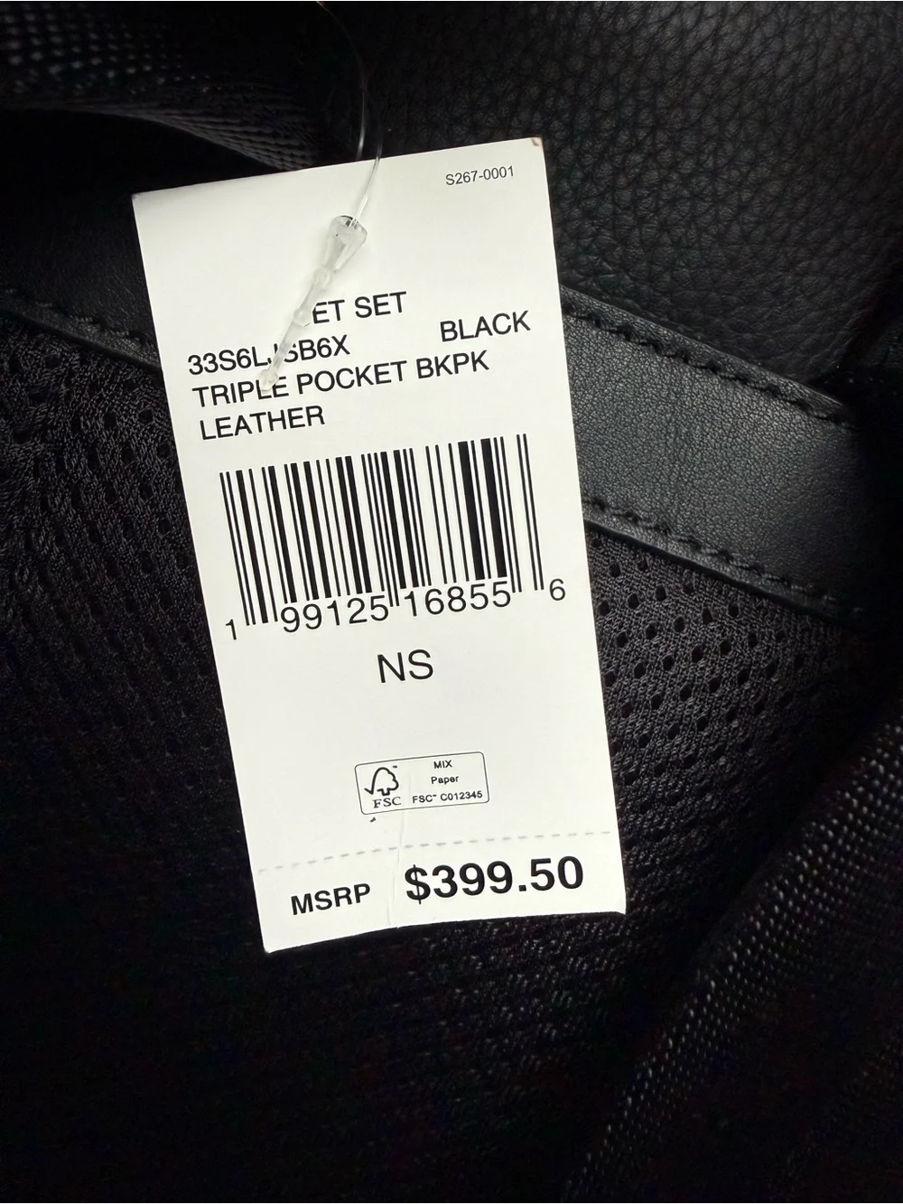 Michael Kors Black Pebbled Leather Men's Backpack with Buckle Straps